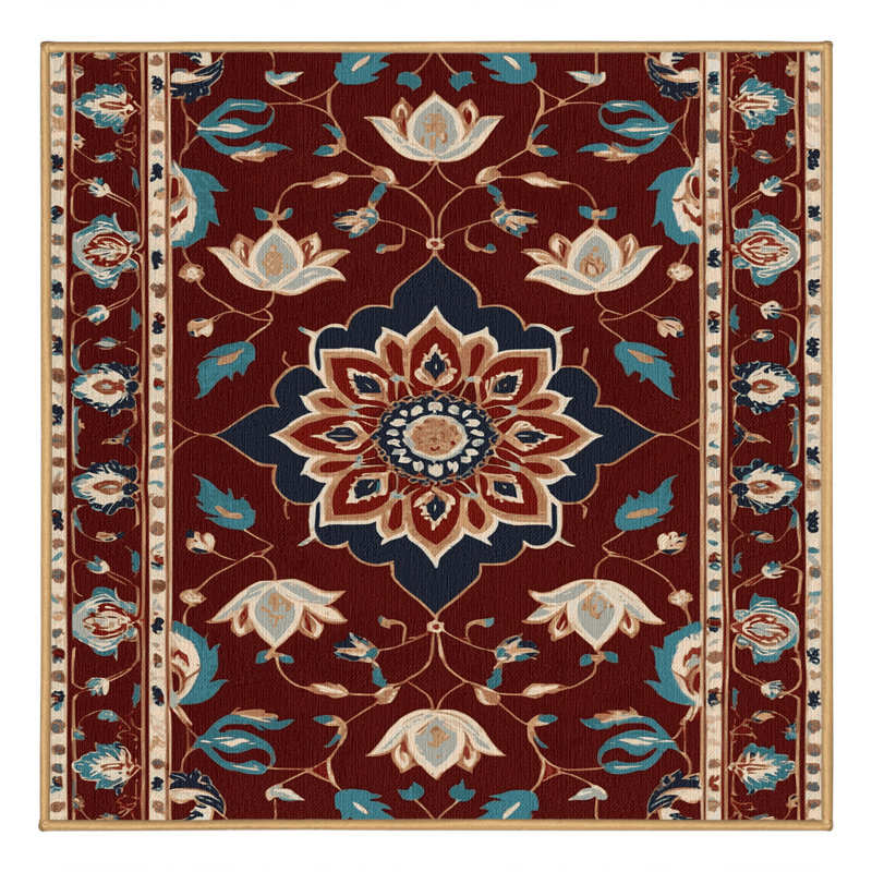 Machine Washable Persian Brown Area Rug, Square 5'