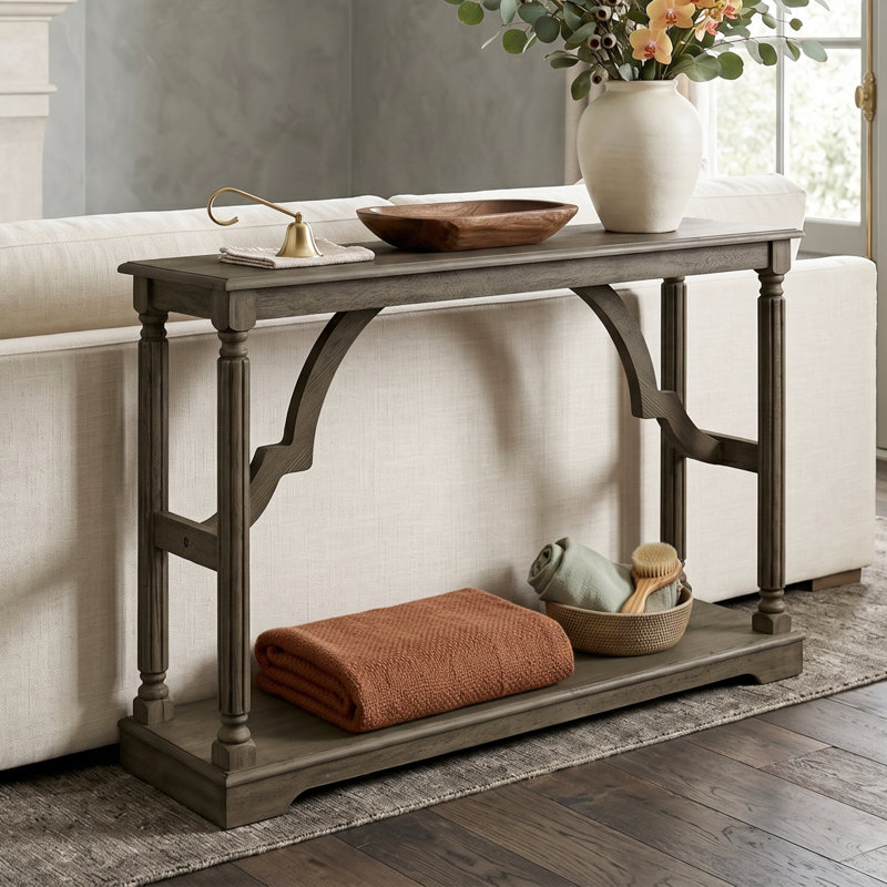 Console en bois massif 45,9 po Allanton, Chêne antique