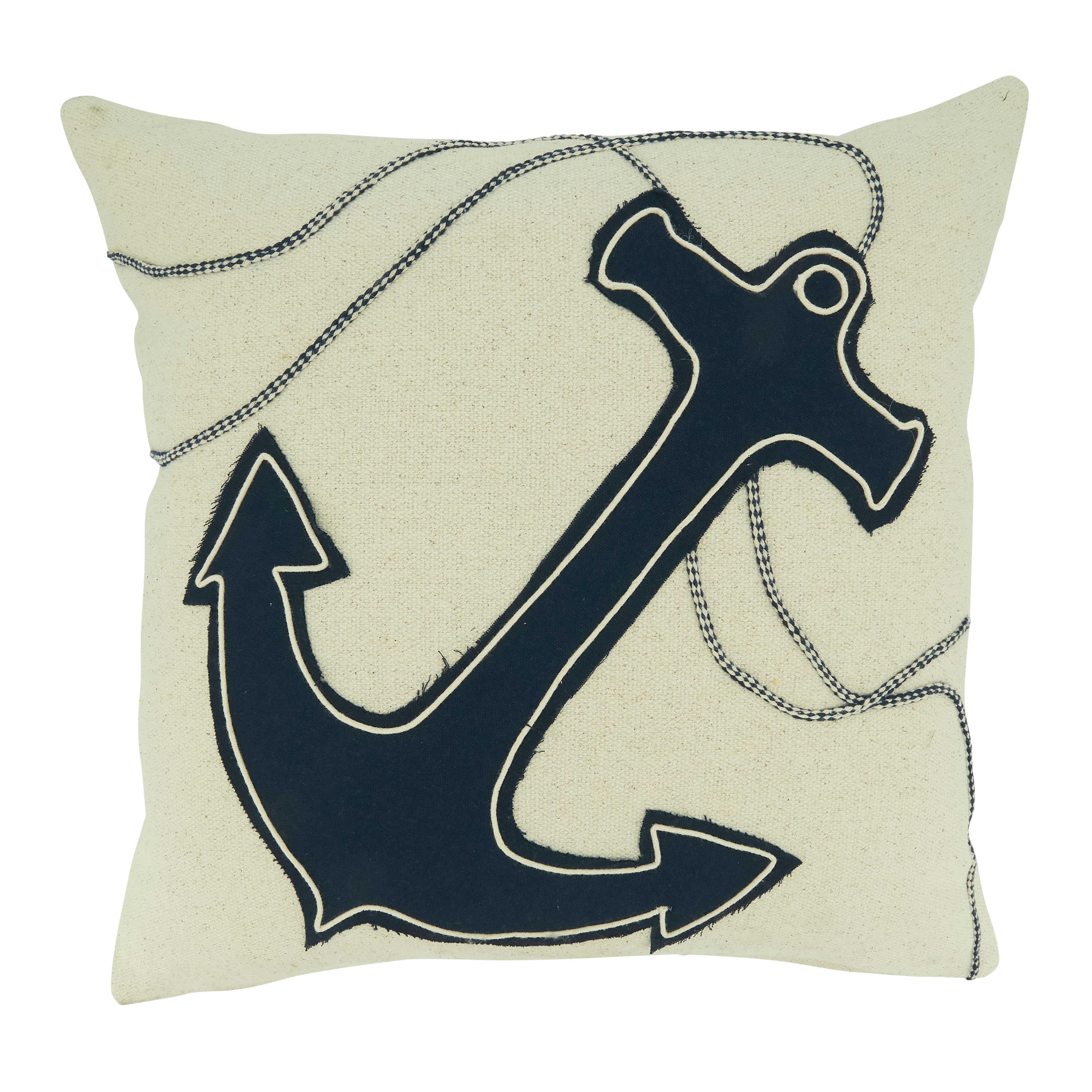 Saro Lifestyle Naviguer Collection – Federa Per Cuscino 45x45 Cm, Blu Navy, Motivo Remi, In Puro Cotone, Con Cerniera