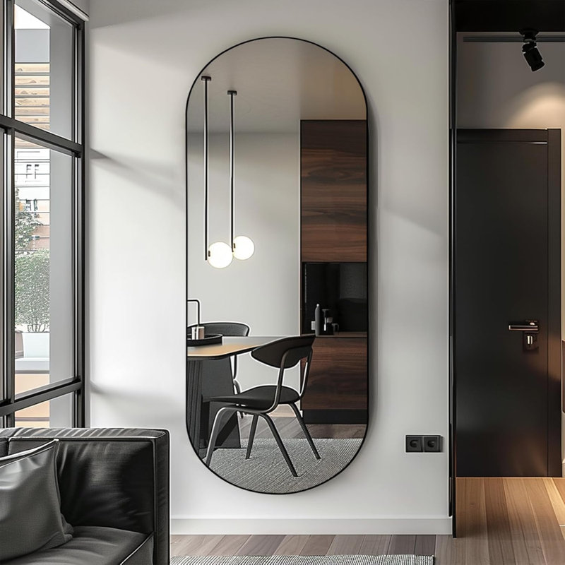 Miroir de plancher pleine longueur arqué