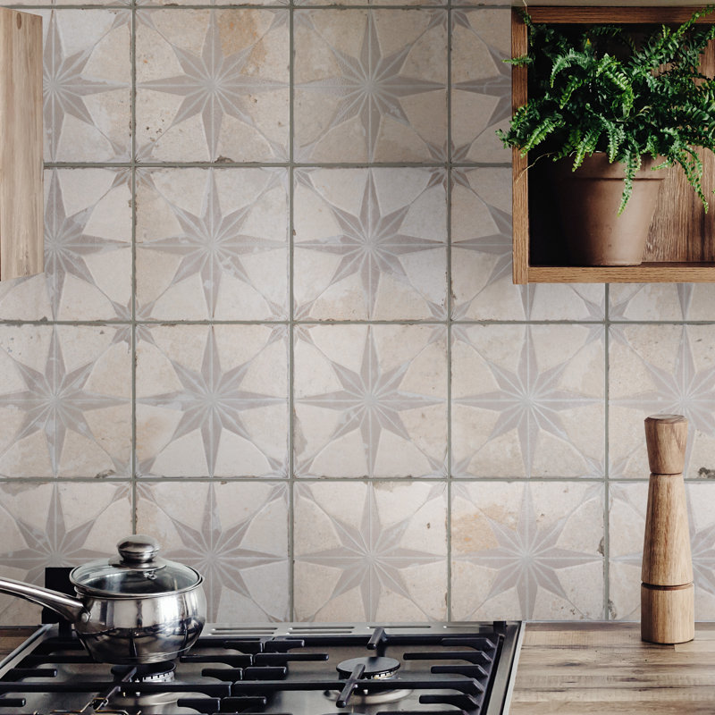Kings 18" x 18" Ceramic Patterned Wall & Floor Tile, Sage