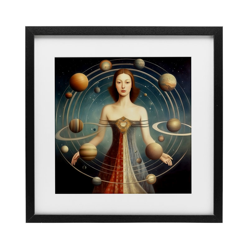 «Galactic Orbits Woman», reproduction encadrée sous verre, conception de Sasha, H 13 po x l 13 po, Cadre noir minuit