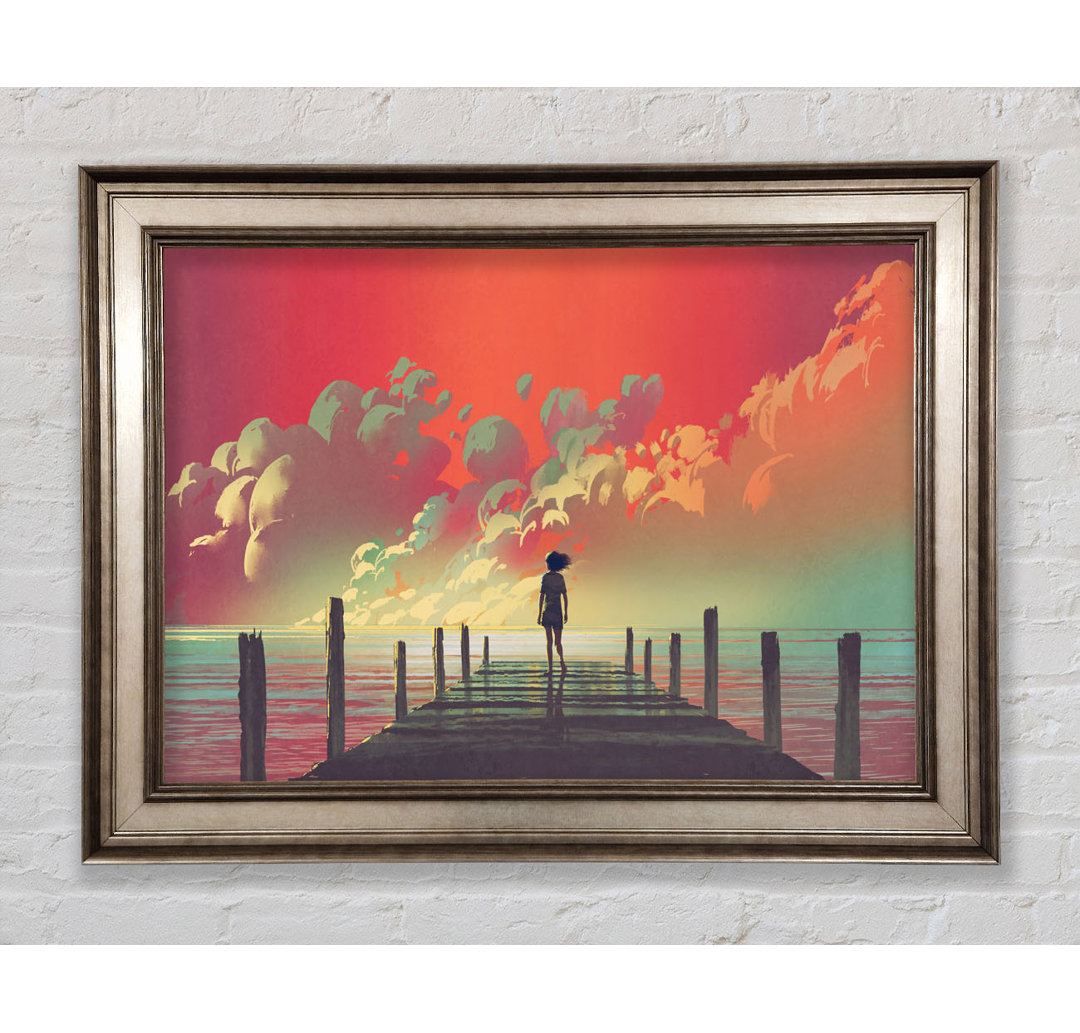 The Red Skies On The Beach - Einzelne Bilderrahmen Kunstdrucke