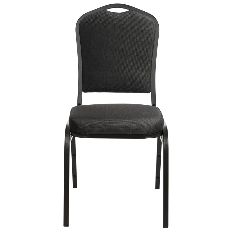 Lila Fabric Stack Chair (2 Pack), Ebony Black, Black