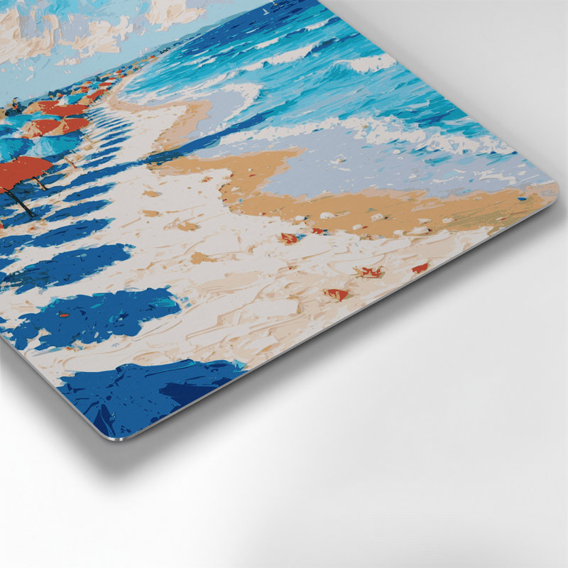 Art mural gris en métal Coastal Beach Umbrella Paradise