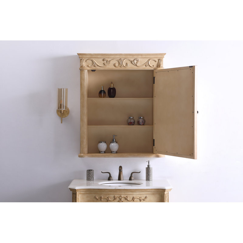 Armoire à pharmacie avec 3 tablettes Aurillon, Brun clair, H 38 po x l 32 po x P 6 po