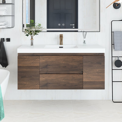 Meuble-lavabo mural simple avec plateau en résine Scottsburg