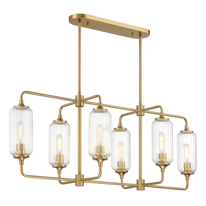 Lustre linéaire à 6 lumières Nunley, Laiton