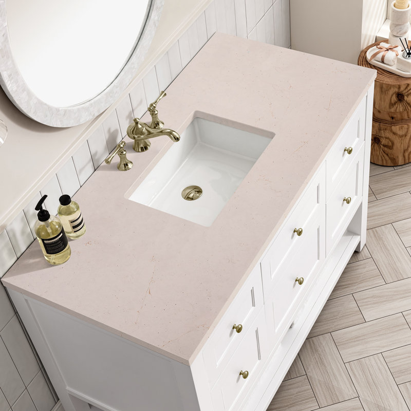 Breckenridge 48'' W Single Vanity, Carrara White, 8" Widespread, Bright White