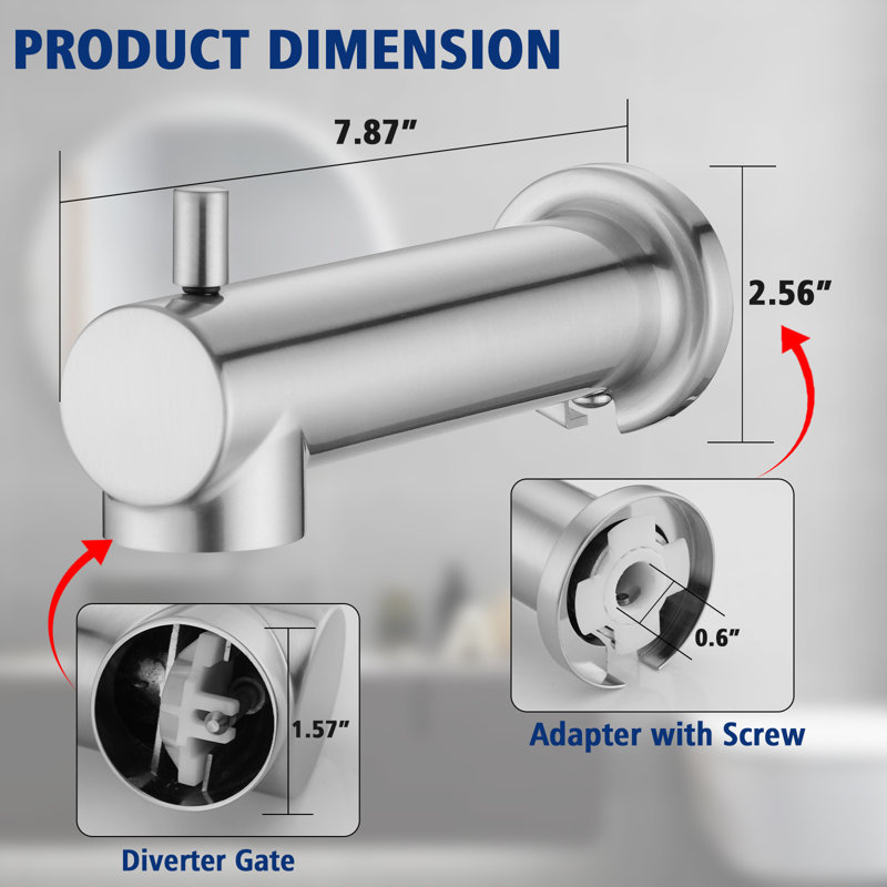 Wall Mounted Tub Spout Trim with Diverter, Brushed Nickel