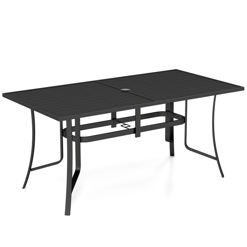 63"X33" Rectangle Metal Patio Dining Table, Seats 6 Comfortably, Weather-Resistant Rust-Proof Powder-Coated Finish, Fits Backyard, Patio