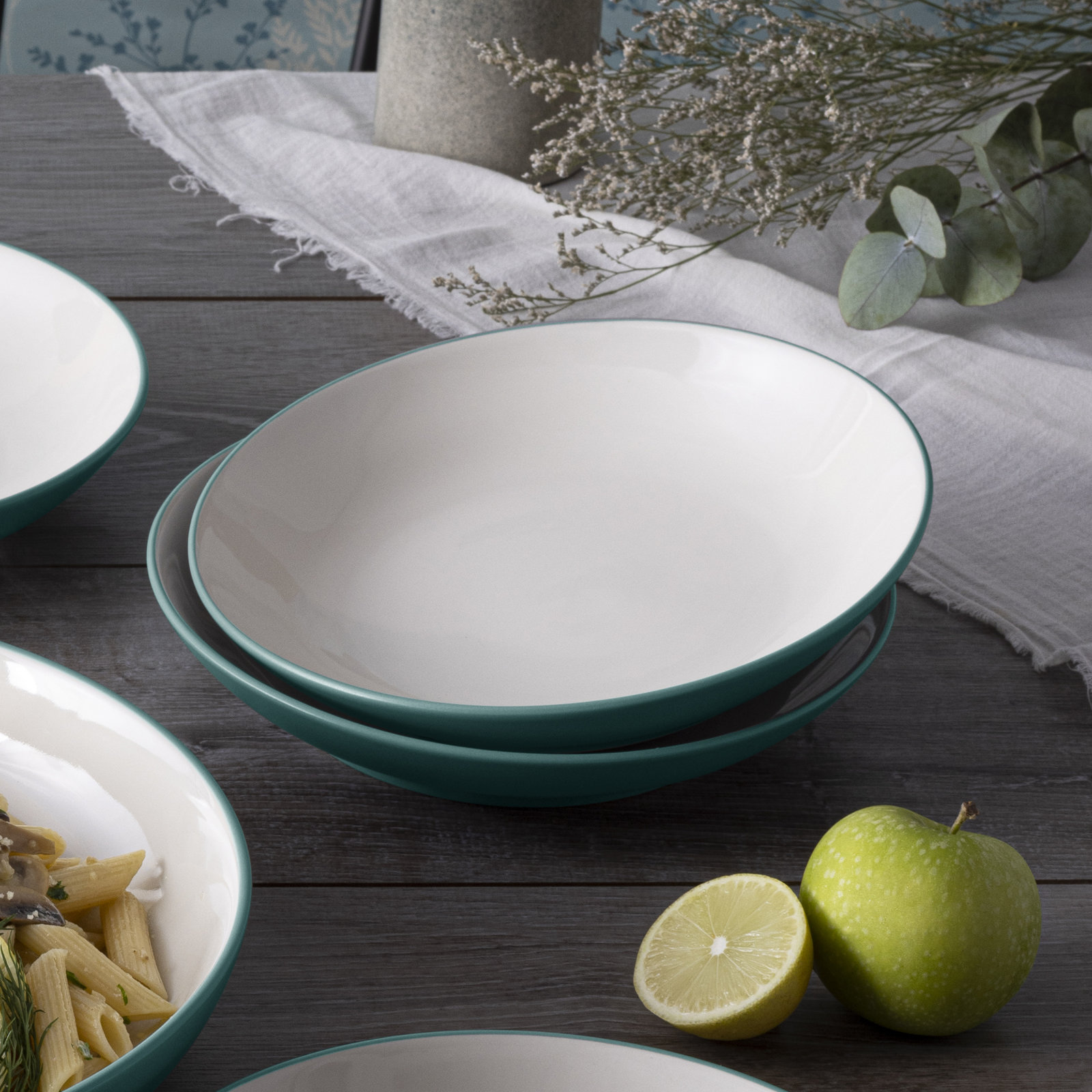 Colorwave Stoneware Pasta Bowl, Turquoise