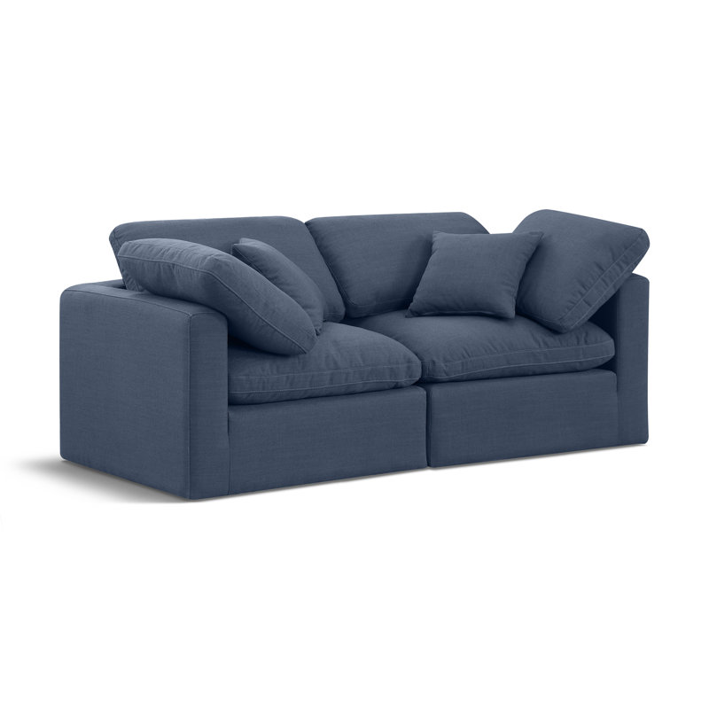 Itala Upholstered 70'' Loveseat, Navy Linen Textured Fabric