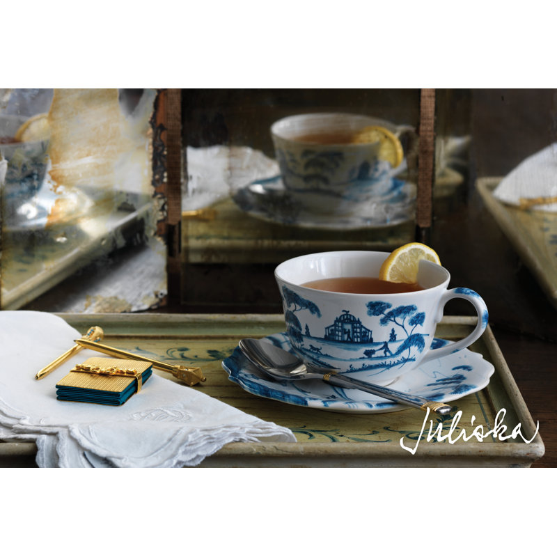 Country Estate Teacup, Delft Blue