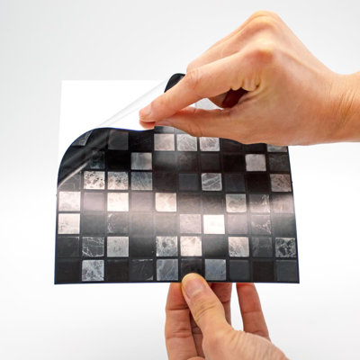 Marquina Metallic Marble Mosaic Wall Tile Sticker Set 15cm x 15cm