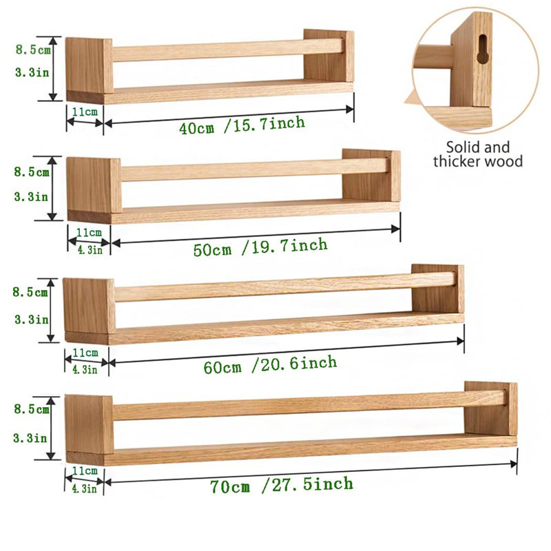 Pickell Floating Shelf, 8.5cm H x 60cm W x 11cm D
