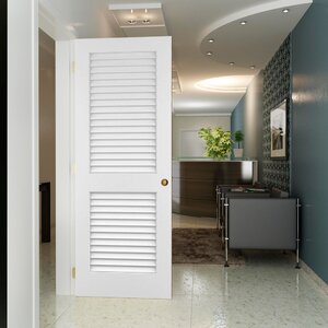 Louvered Solid Wood Primed Standard Door