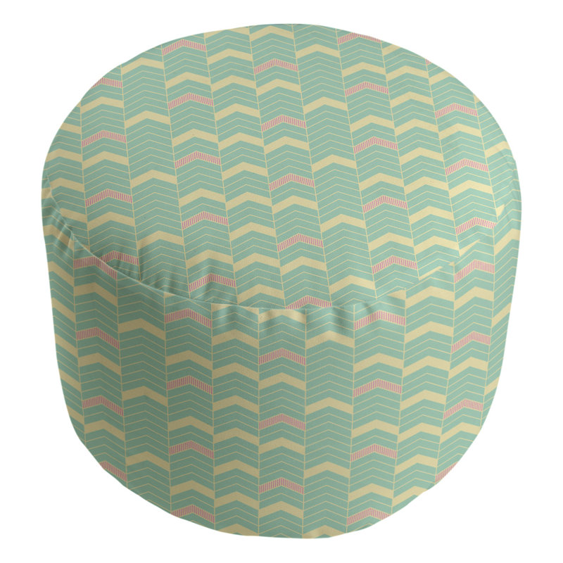 repose-pieds à chevrons en deux couleurs, Vert rose / jaune