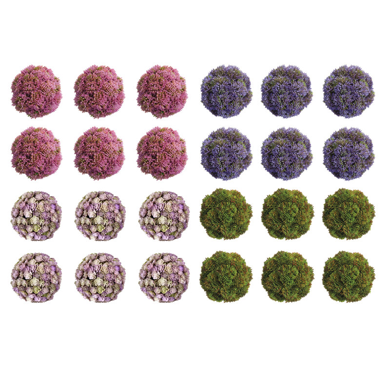 Decorative Sedum Balls, Green/Pink/Purple/Purple/White