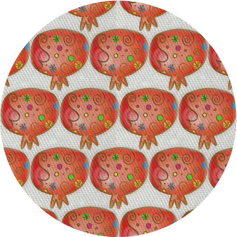 Tapis brun/crème à motifs, Rond 6 pi
