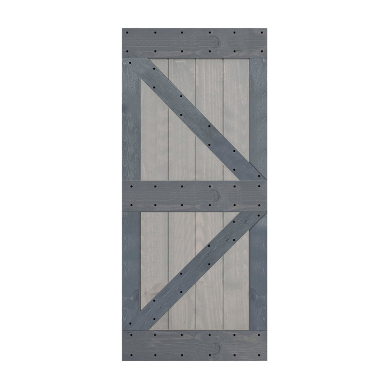 Porte de grange à panneaux peinte en bois sans quincaillerie d'installation - assemblage requis, 38 po x 84 po