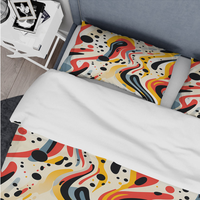Ensemble de housse de couette Red Popart Lichtenstein Lines Matrix I, Housse de couette simple + 1 taie décorative stan
