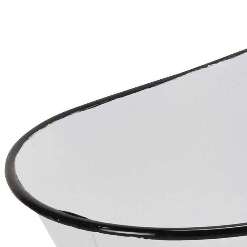 Baignoire décorative en métal blanc et noir 9 po