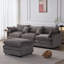 Canapé modulaire rembourré en tissu de chenille doux, canapé modulaire 3 places avec repose-pieds-1947731003