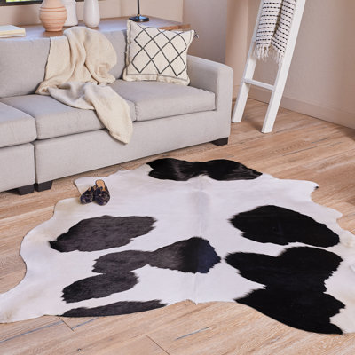 Gutshall Black and White Cowhide Rug – Genuine Leather Area Rug