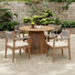 Lilan Outdoor 5-Piece Acacia Wood Dining Set With Woven Rope & Cushions
