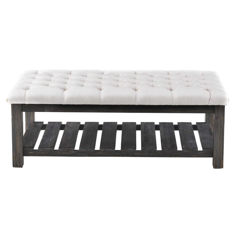 Kirt Upholstered Storage Bench, Black, White