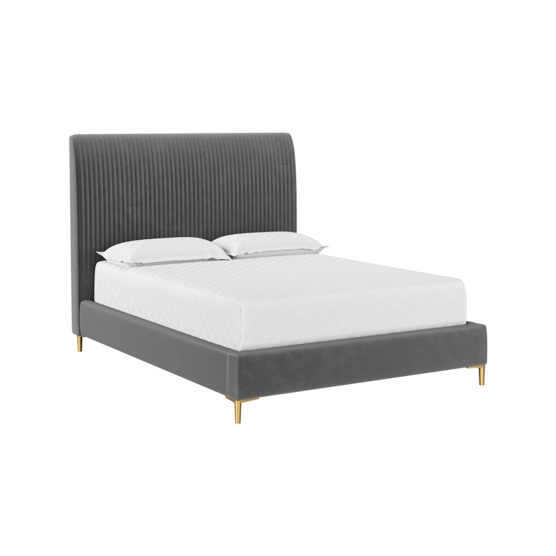 Charnese Upholstered Bed, Gray, Queen