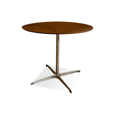Modern Nut-Brown Round Solid Wood Dining Table