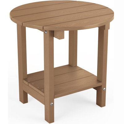Table de bout ronde 18 po Adirondack pour terrasse avec tablette de rangement 2 niveaux Adirondack