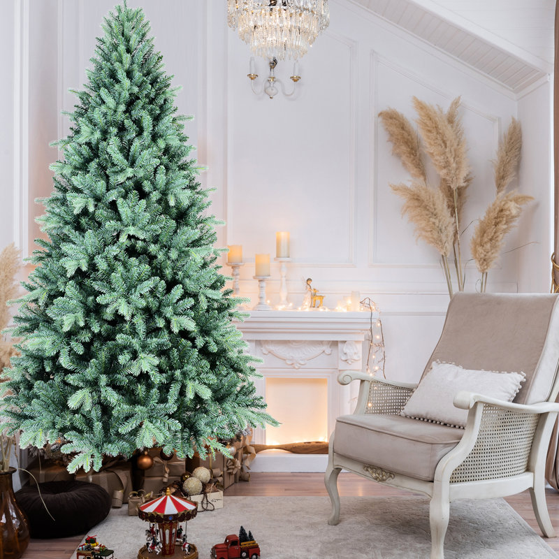 Arbre de Noël 9 pi bleu, 3268 pointes, conception à charnières pour un démontage rapide, support robuste