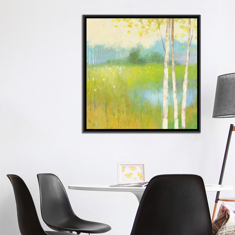 « spring fling ii », reproduction d’art sur toile tendue, H 18 po x l 18 po x P 1,5 po, Toile avec cadre noir, Pas de tapis