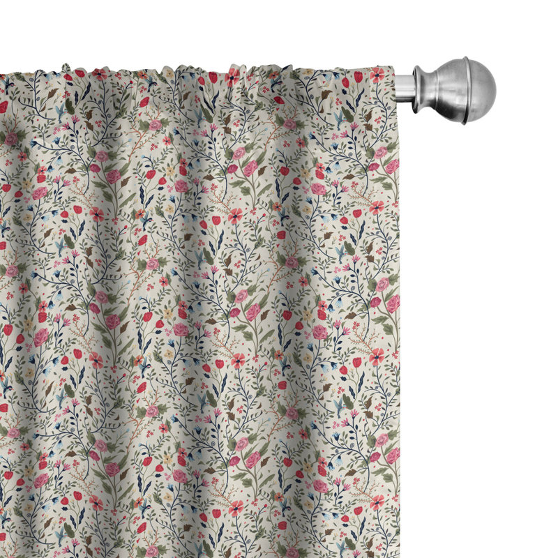 Floral Semi-Sheer Rod Pocket Sliding Panel, 28" x 95"