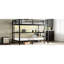 Lit superposé simple / noir en métal noir avec bureau, tablettes et - plusieurs options de placement, garde supérieur, assemblage facile par-dessus un lit simple, lumières à DEL, cadre de rangement, utilisation de l'espace 3D, conception sécuritaire