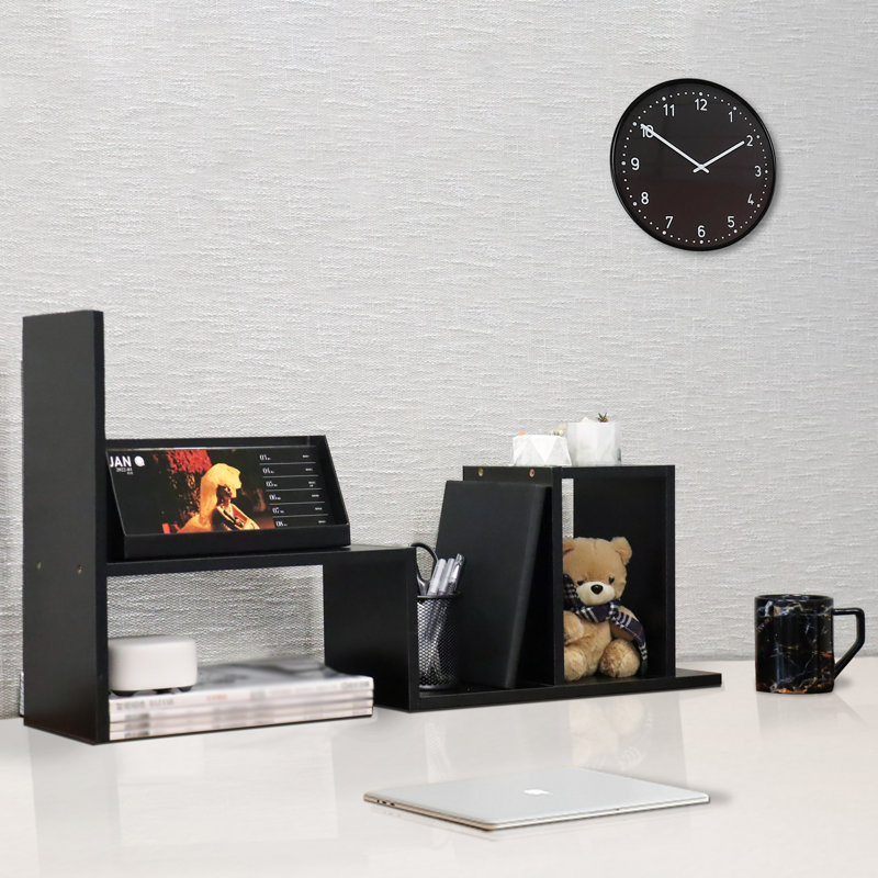 Rotatable Black Desktop Organizer Shelf, Black