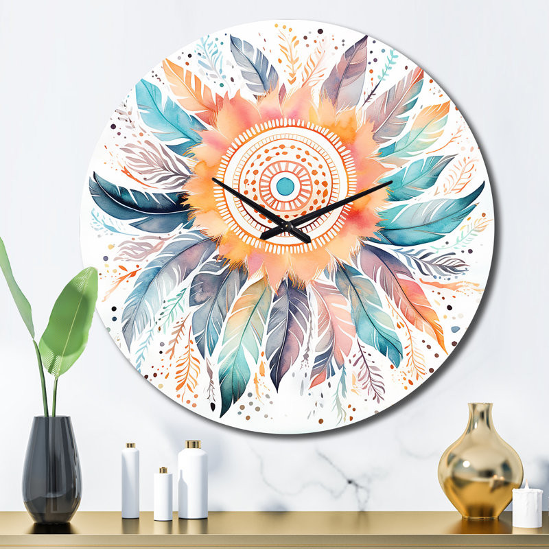 Horloge murale pastel Boho Dreamcather, Grand