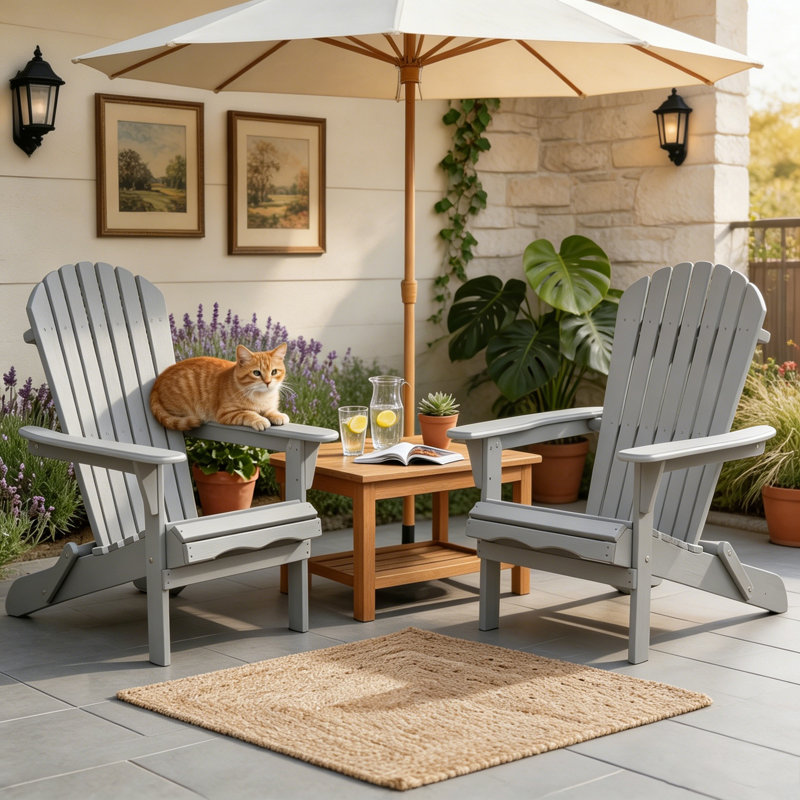 Chaise Adirondack pliante en bois massif (ensemble de 2), Grey