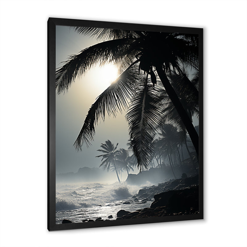 «Swaying Palms Serenade Oceanview», reproduction sur toile, Cadre noir, H 32 po x l 24 po x P 1 po