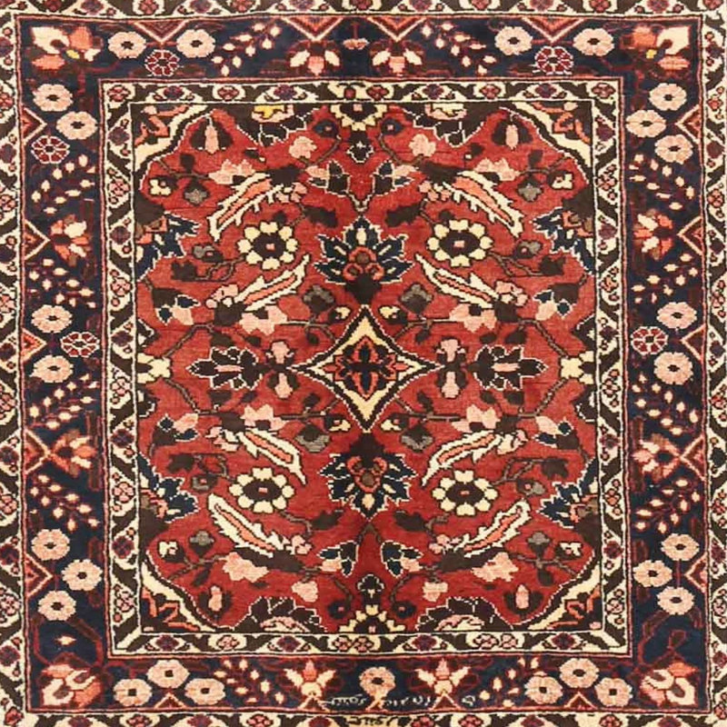 Rouge oriental/brun/crème Tapis décoratif Adanac, Rond 5 pi