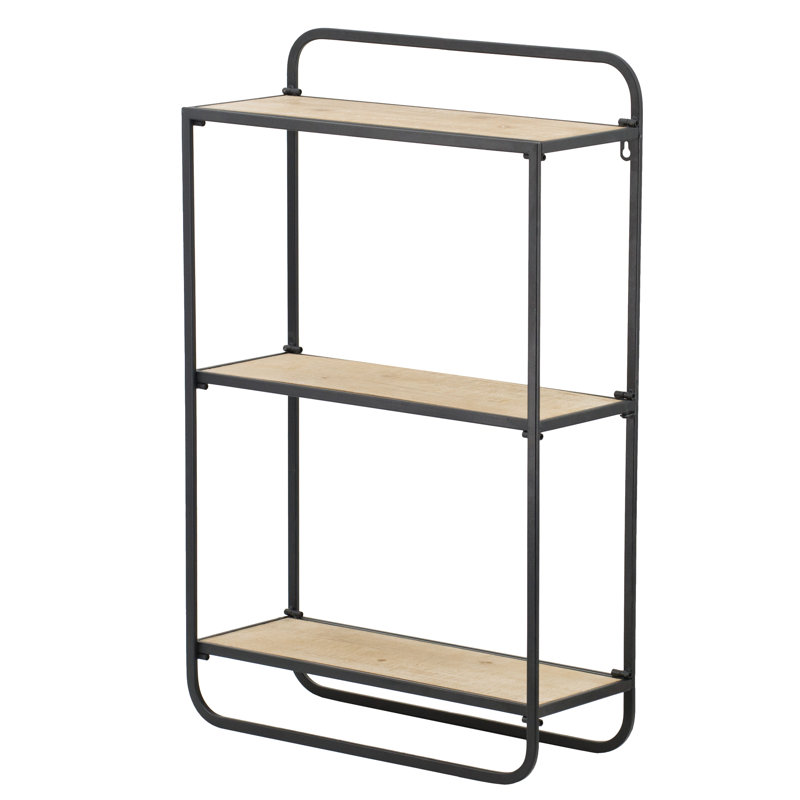 20X8x32" Wall Shelf, 3, Rustic Wood And Black Metal, Functional Storage For Books Display, 22Lbs Per Shelf Max 3 Wooden 20X8x32", Metal Accents, Charm, Stores & Display Items, Capacity