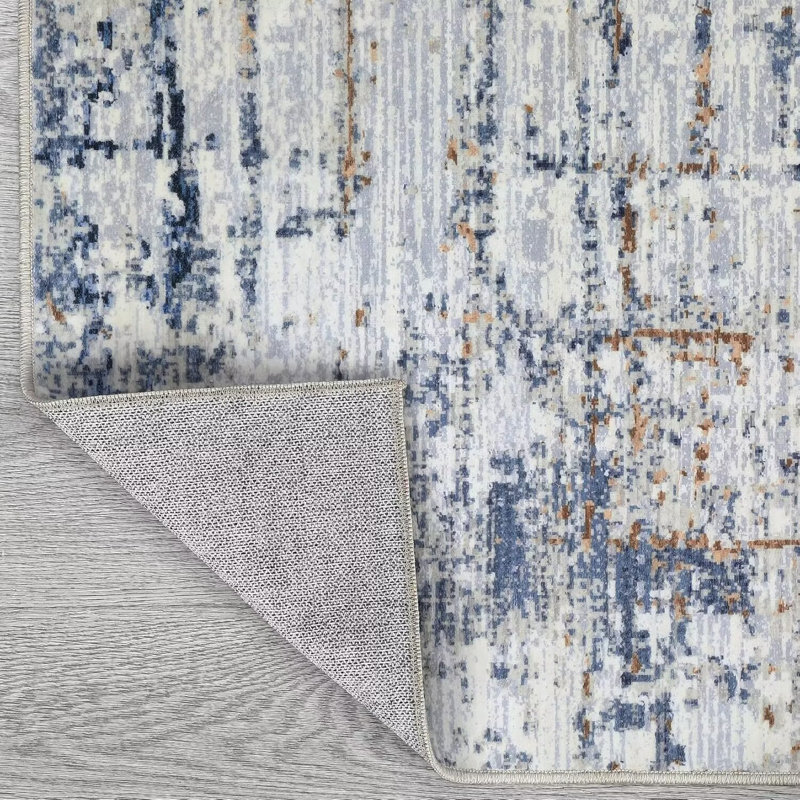Tapis abstrait lavable pour tapis de salon antidérapant, Rectangle 9 pi x 12 pi