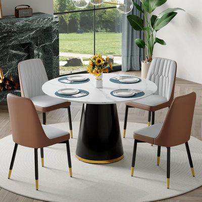 Marble Look Dining Room Table Set With Chairs – Elegant, Durable, Easy To Maintain