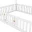 Full Size Wood House Bed With Fence And Door