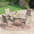 Ensemble de salle à manger en aluminium pour patio avec table de salle à manger ronde et 4 chaises de salle à manger pivotantes en textilène