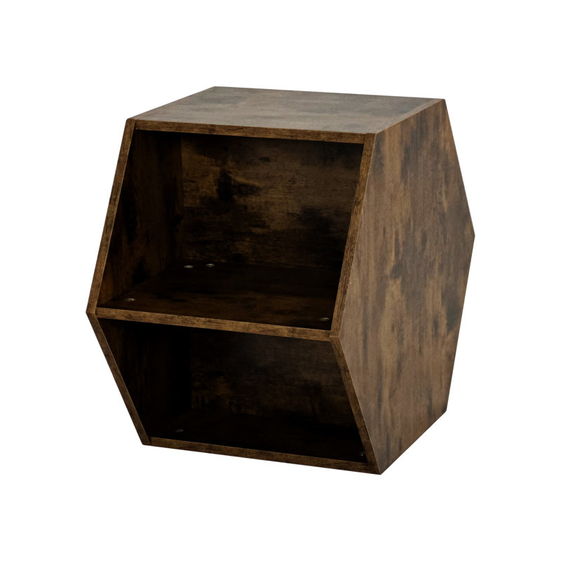 23.62'' Hexagonal Coffee Table Side Table Nightstand Burmese Sumac, Antique Brown