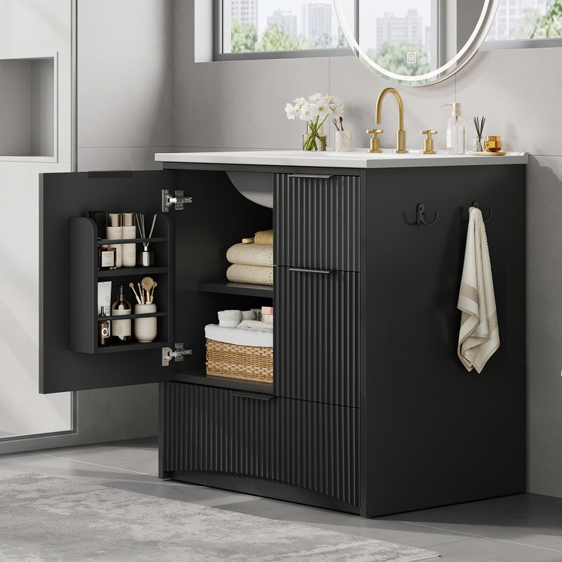 Ensemble de meuble-lavabo cannelé ANGRYWIN, L 29,9 po